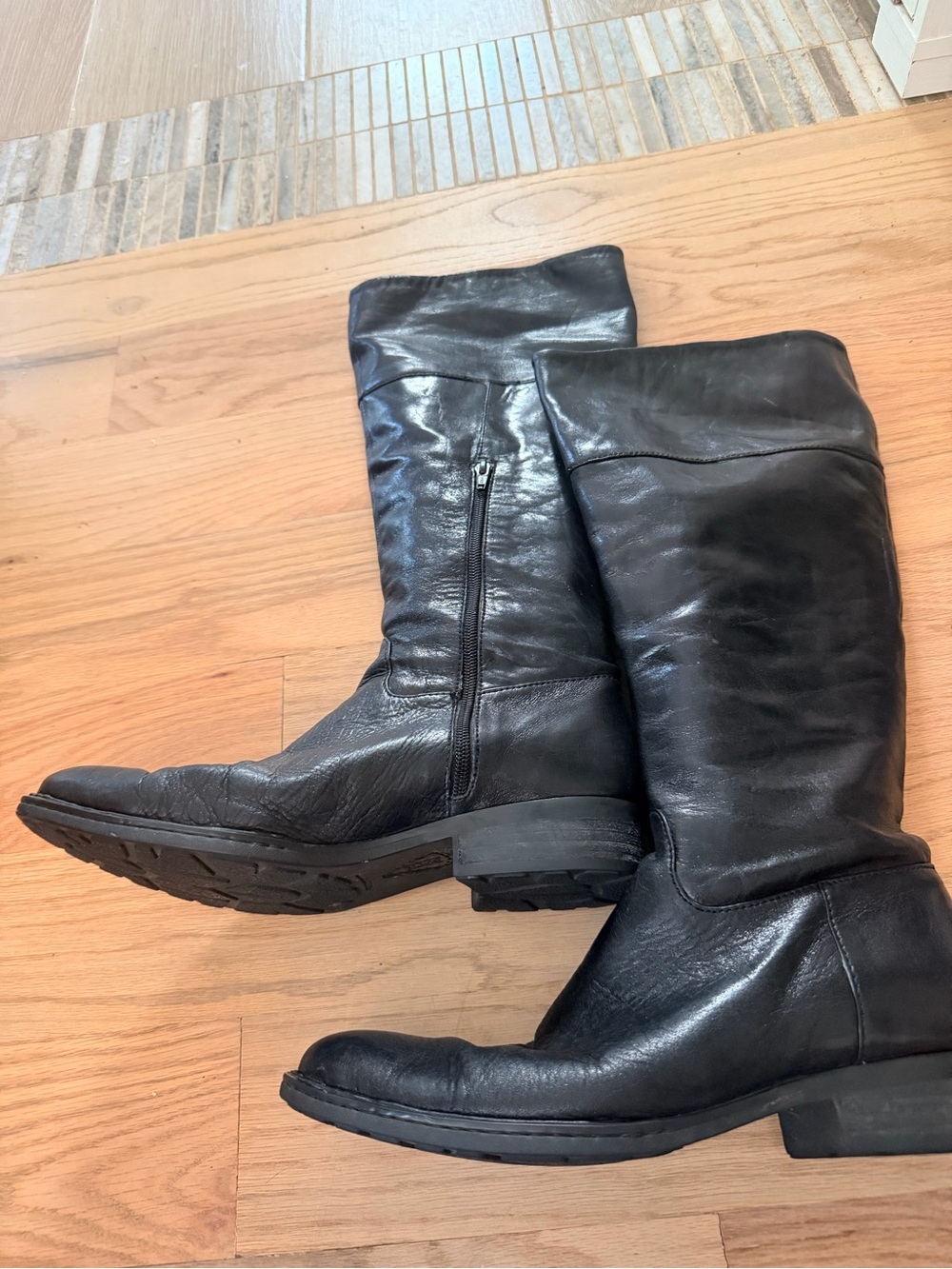 Børn Crown Genuine Black Leather Tall Riding Boots - Size 11 M / EU 43 - Picture 9 of 16